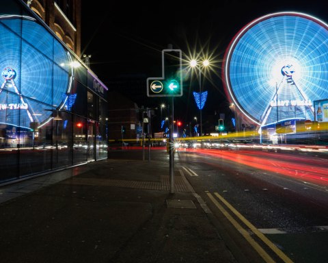 The lights of Belfast during the Friday night rush hour.