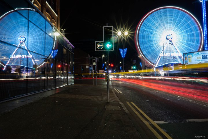 The lights of Belfast during the Friday night rush hour.