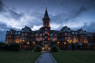 The Slieve Donard Hotel at night