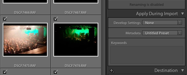 Lightroom import images